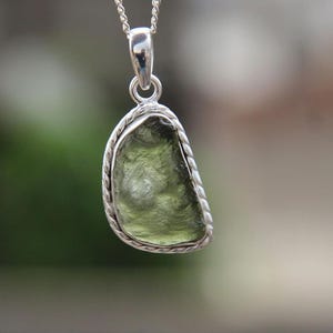 Genuine Moldavite Raw Big Size Gemstone Pendant, 100% Natural Certified Gemstone From Czech Republic 925 Sterling Silver Handmade Jewelry