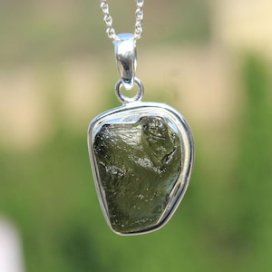 Genuine Moldavite Raw Big Size Gemstone Pendant, 100% Natural Certified Gemstone From Czech Republic 925 Sterling Silver Handmade Jewelry