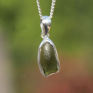Genuine Moldavite Raw Gemstone Pendant, 100% Natural Certified Gemstone From Czech Republic 925 Sterling Silver Handmade Jewelry