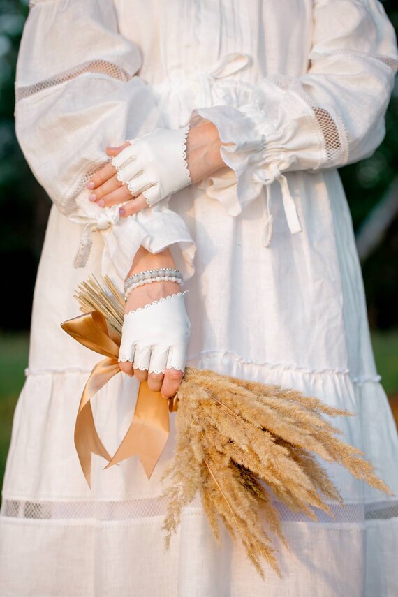 Leather wedding gloves deals