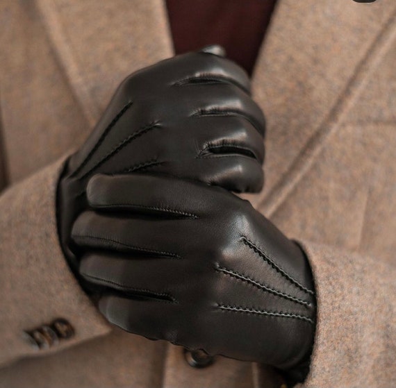 Gants d'HIVER avec écran tactile, gants en cuir pour homme avec