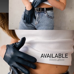 Unlined Women&#39;s Short Italian Leather Gloves, Leather Gloves,Fingerless Gloves,Black Gloves,handmade gloves,vintage gloves, red gloves, navy