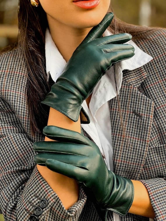 Dark Green Leather Gloves unisex womens Leather Gloves blask Leather Gloves gift for Girls mom mother Day yellow Gloves luxury Gloves bespok Etsy UK