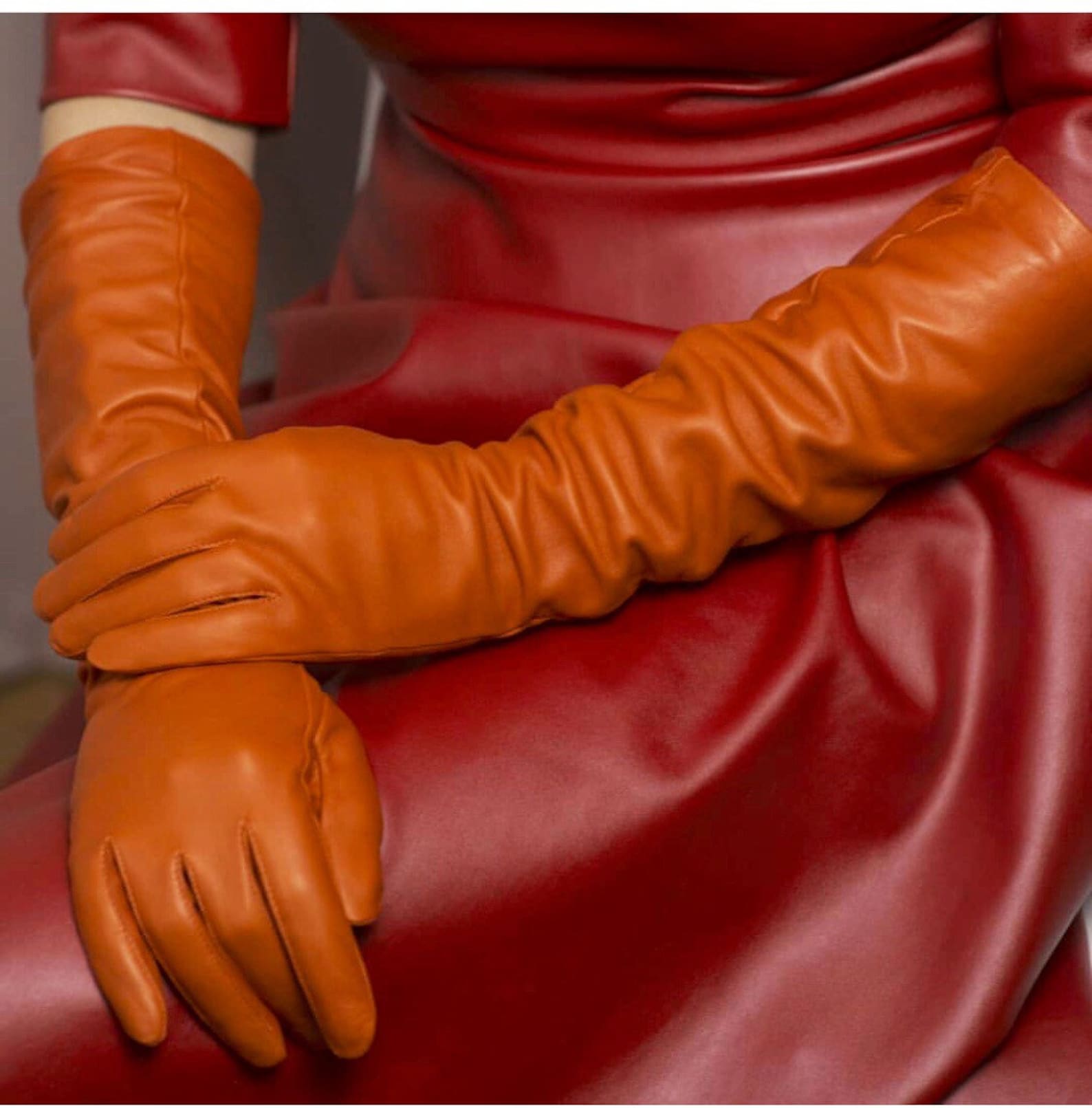 Women's long leather glovesblack leather gloves opera Etsy