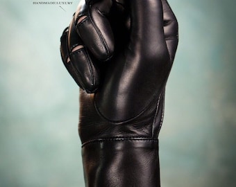 Elegant rock style gloves , long black leather gloves,gants cuir femme,gants cuir homme,womens leather gloves,custom gloves,unisex gloves