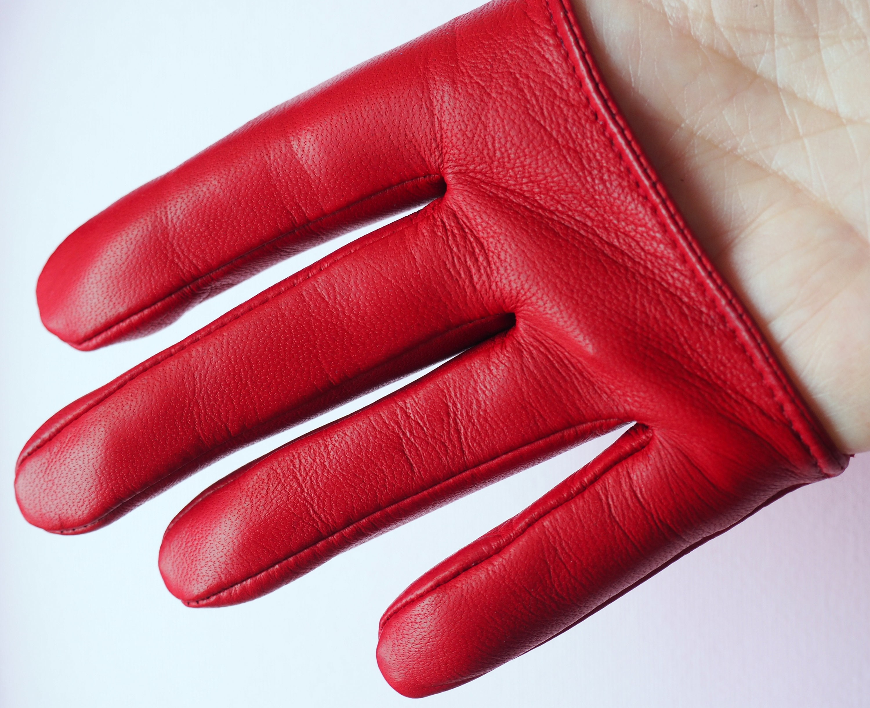 Italian Lamb Leather Fingerless Gloves, Short Unlined Handmade