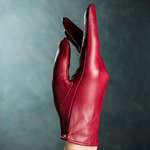 Red Leather Gloves - Etsy