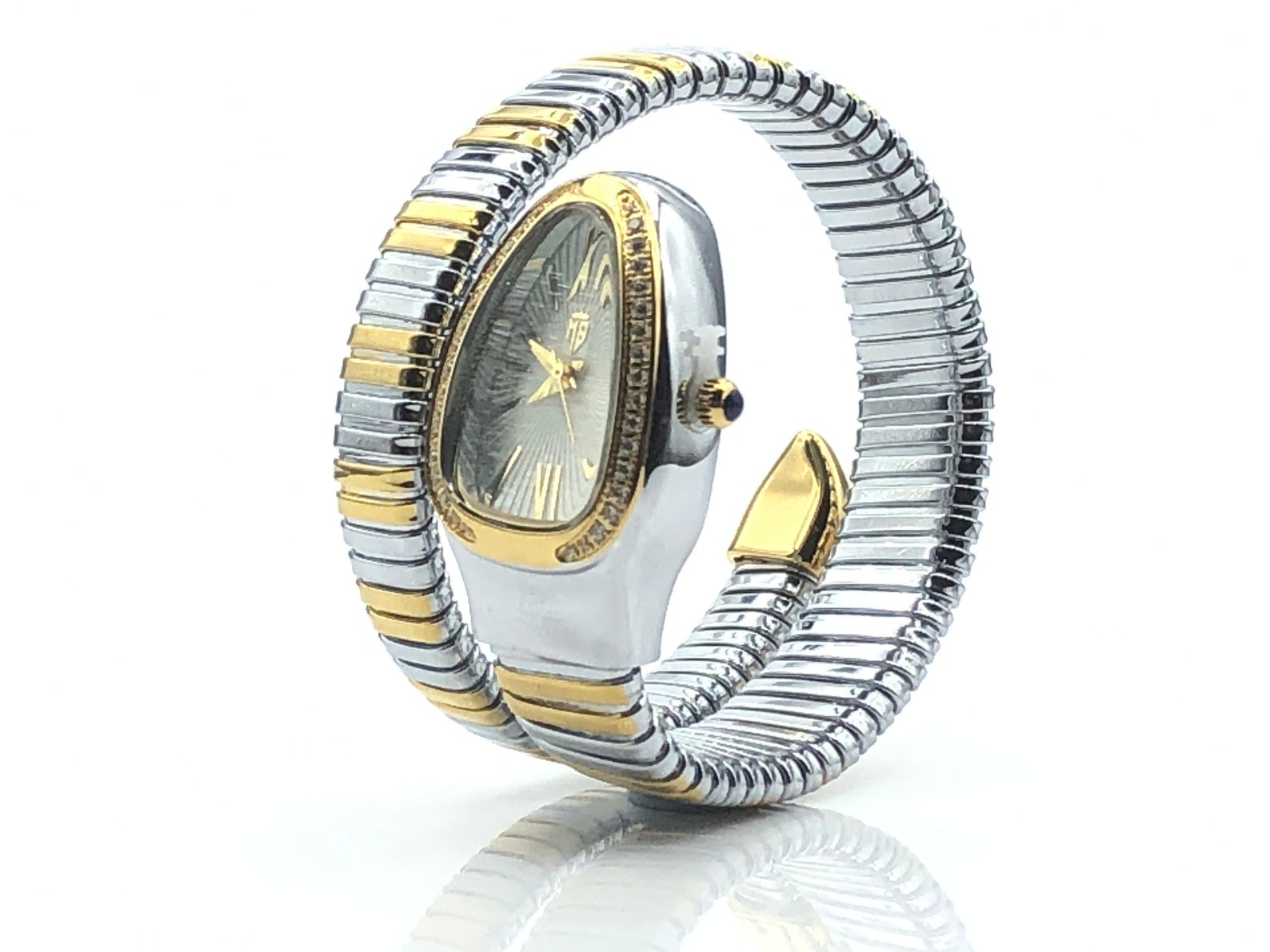 Snake Women Watch Bracelet Wrist Two Tone Gold Stylish Luxury Etsy