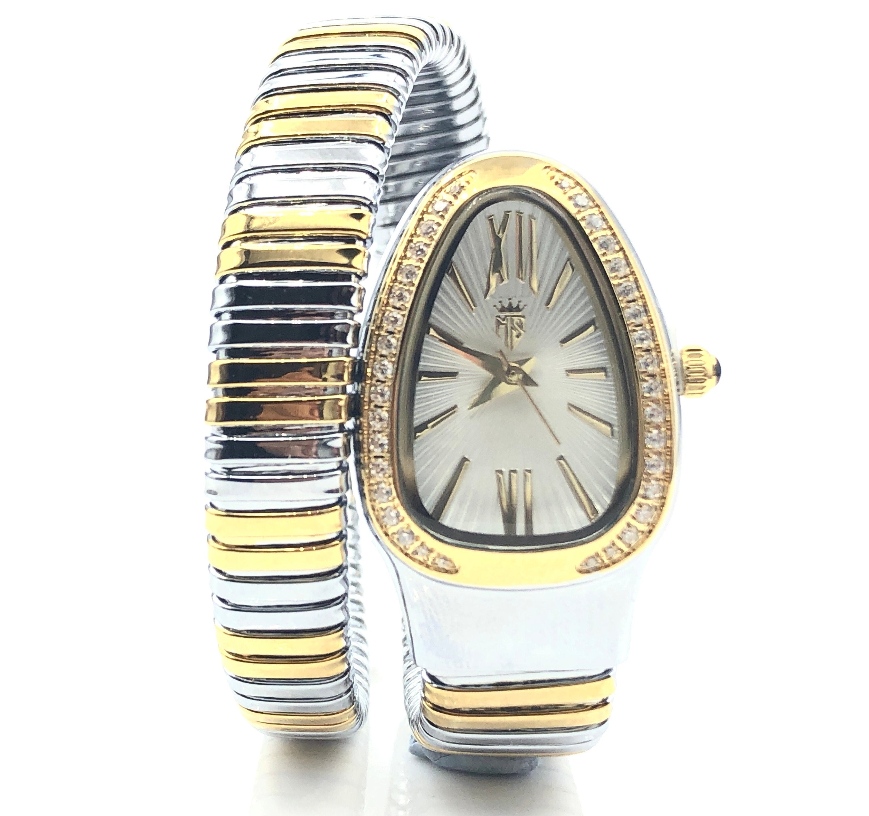 Snake Women Watch Bracelet Wrist Two Tone Gold Stylish Luxury Etsy