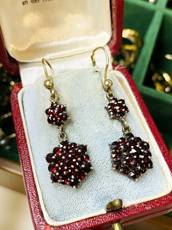 Vintage genuine bohemian Garnet Earrings