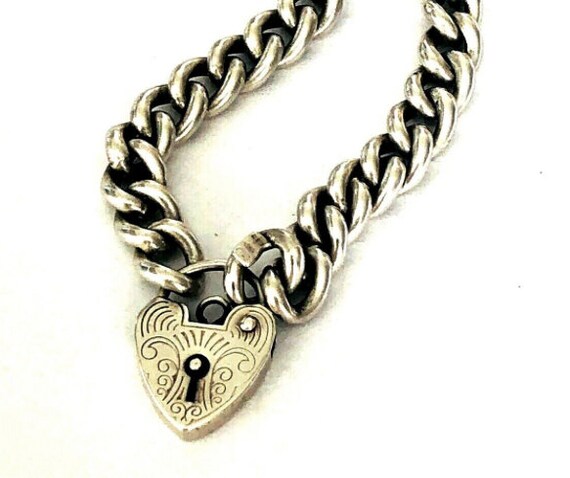 England : Vintage bracelet silver Padlock Heart Lo