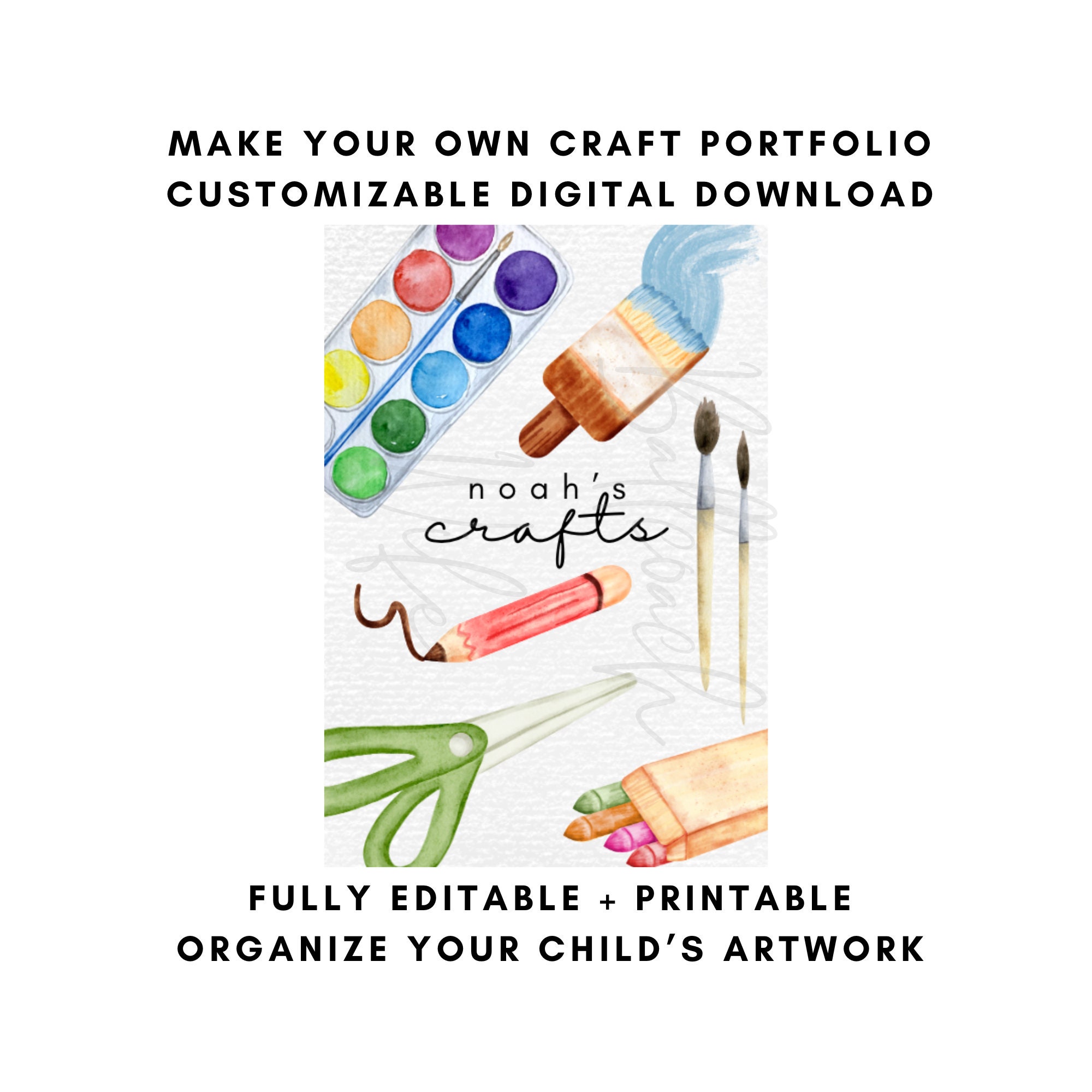 Editable Keepsake Baby's Craft Portfolio | Organize Kid's Artwork by Holiday | Children's Art and Crafts | Digital File | Canva Template