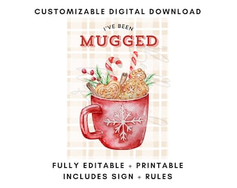 Editable &quot;You&#39;ve Been Mugged&quot; Neighborhood Small Gift Exchange | Holiday Work Sunshine Faculty Staff Game | Digital File | Canva Template
