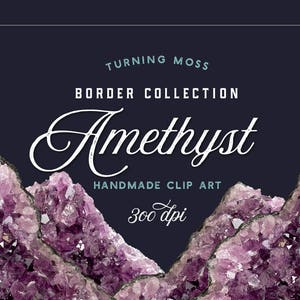 Amethyst Border Set Gemstone Borders Seamless Amethyst ClipArt Natural Edges Crystal Clip Art Crystal Borders Seamless Borders image 1