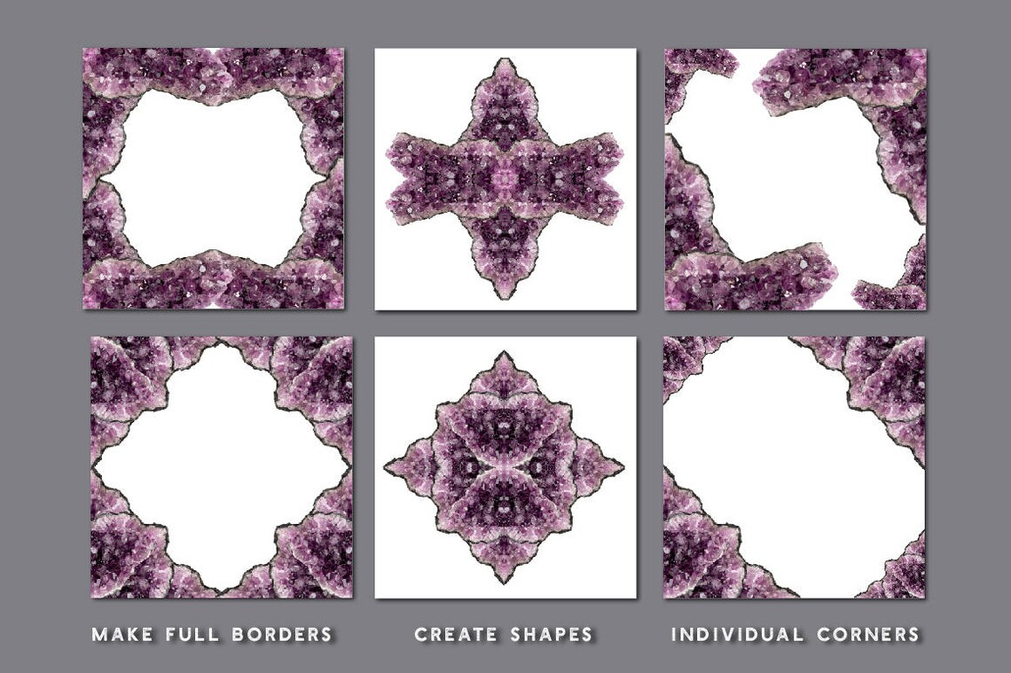 Amethyst Corner Clipart - Digital Gemstone Borders - Amethyst Clipart ...