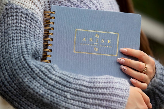 Arise Christian Planner | Faith Planner | Bible Study Planner | Undated Christian Planner for Women | Peaceful River Blue Cover