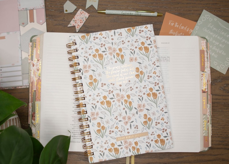 journal-for-soap-bible-study-method-with-yellow-flowers-and-Isaiah-40:8-grass-withers-flowers-fade-but-the-word-of-the-Lord-stands-forever