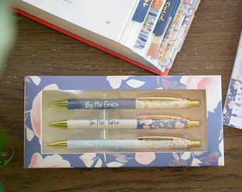Christian Pen Set | Pens for Bible Study | Bible Study Accessories | Christian Gifts for Women | Inspirational Pens | Religious Pens
