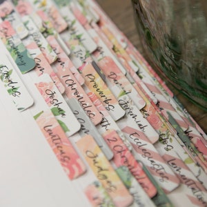 Rose Bible Tabs | Bible Index Tabs | Books of the Bible Tabs | Pretty Bible Tabs | Gifts for Christian Women | Bible Tab Stickers