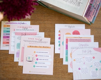 Bible Study Cards / Inductive Bible Study Card Set / Learn How to Study the Bible Cards / Gifts for Christian Women / Scripture Card Set