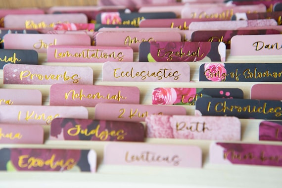 Bible Tabs | Laminated Bible Tabs with Adhesive | Books of the Bible Tabs | Pretty Bible Tab | Gifts for Christian Women | Bible Tab Sticker