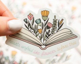 Christian Vinyl Stickers | Waterproof Christian Decal | Christian Decal |  Bible Stickers | Faith Stickers | Hearts unfold like flowers