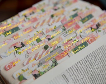 Rose Bible Tabs | Bible Index Tabs | Books of the Bible Tabs | Pretty Bible Tabs | Gifts for Christian Women | Bible Tab Stickers