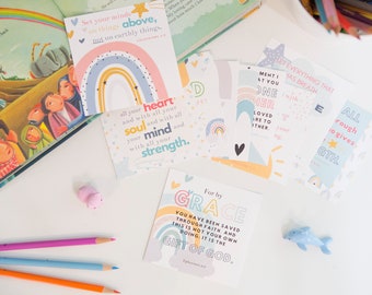 Tarjetas de Escrituras para niños / Tarjetas de memoria de versículos bíblicos para niños / Las mejores tarjetas de versículos para niños / Tarjetas de memoria de versículos bíblicos para niños