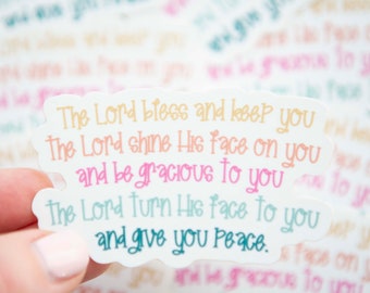 Vinyl Christian Stickers | The Blessing Laptop Sticker | Waterproof Christian Stickers | The Lord Bless You | Bible Journaling Stickers
