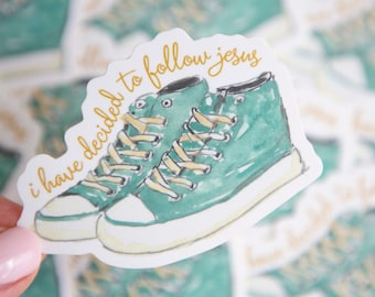 Vinyl Christian Stickers | I have Decided to Follow Jesus Christian Stickers | Waterproof Christian Stickers | Tennis Shoes Bible Sticker