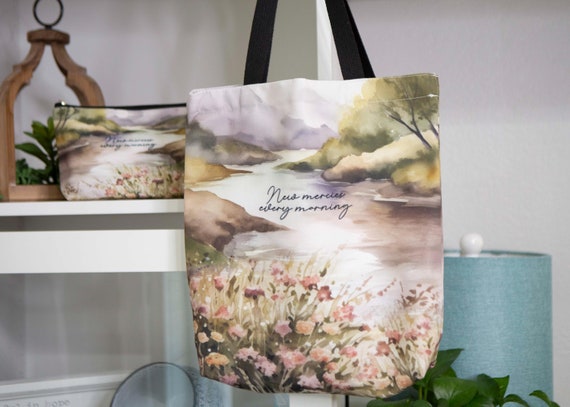 New Mercies Christian Tote Bag | Church Bag | Scripture Tote Bag | Bible Verse Tote Bag | Bible Bag for Ladies | Christian Gifts for Women