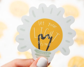 Vinyl Christian Stickers | Let Your Light Shine Christian Stickers | Waterproof Christian Stickers | Matthew 5:16 Lightbulb Vinyl Sticker