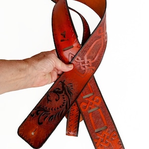 Instrument Leather Guitar Strap,  Musician Adjustable Guitar Strap,  Electric And Bass Guitar Strap, Leather Embroidered Guitar Strap
