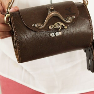 Genuine Leather Roller Pipe Tobacco Organizer Sleeve Bag, Handmade Brown Leather Cylinder Crossbody Bag, Vintage Style Pipe Bag,