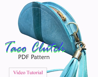 Taco Clutch Leather Purse Pattern: Half Moon Bag (PDF)