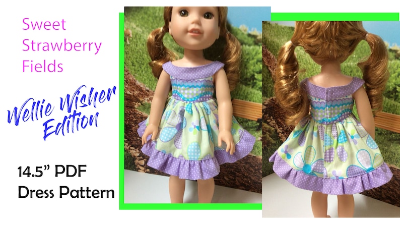 Wellie Wishers Doll Dress PDF Pattern, Wellie Wishers Dress Pattern, MPP Boutique Pattern, 14 Inch Doll Dress, Wellie Wishers Doll Clothes image 1