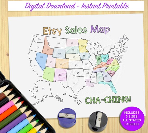 printable sales map etsy cha ching map sales tracker map etsy