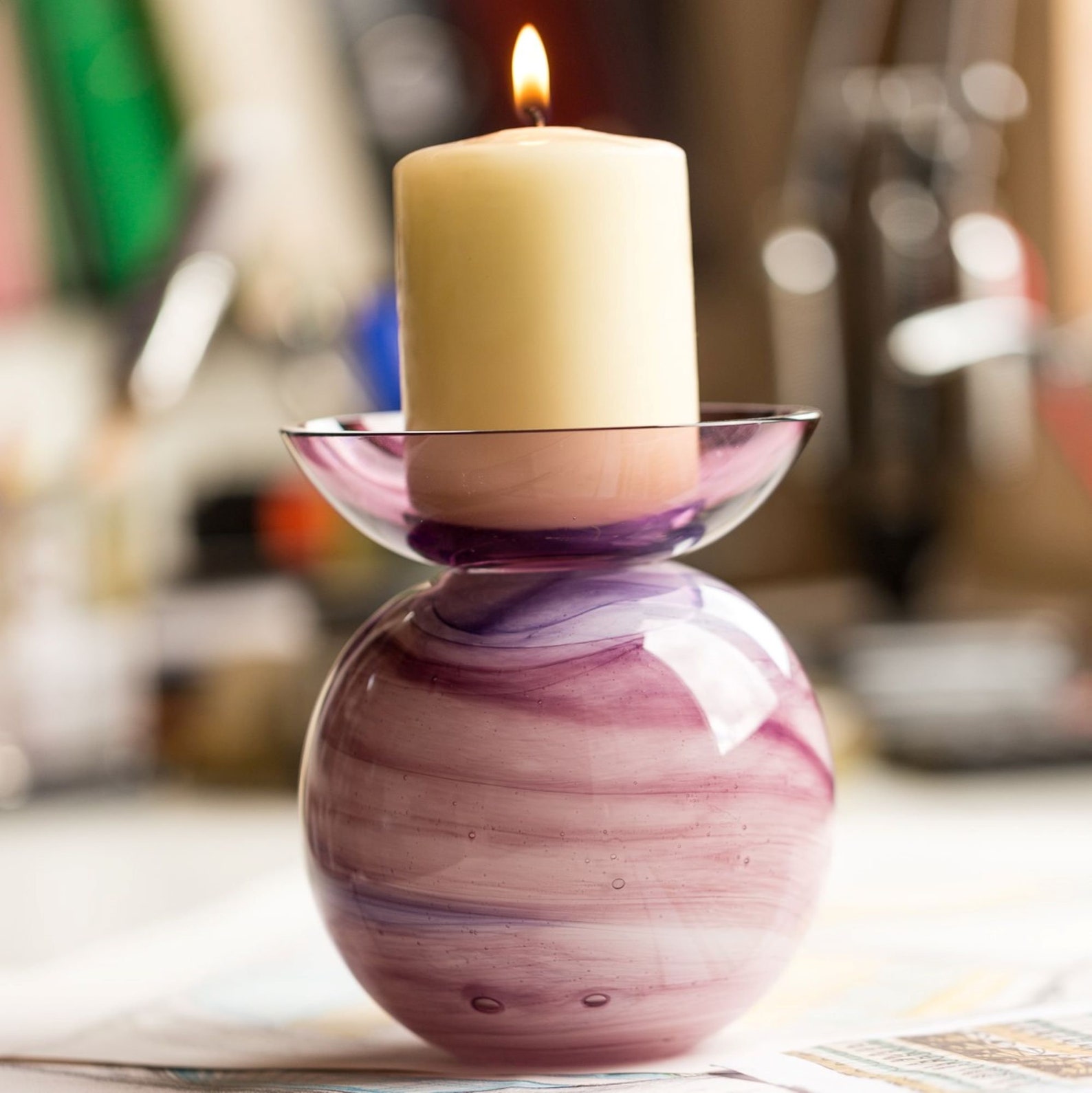 Keepsake Glass Urn for Ashes Purple Swirl Candle Holder Urn Etsy