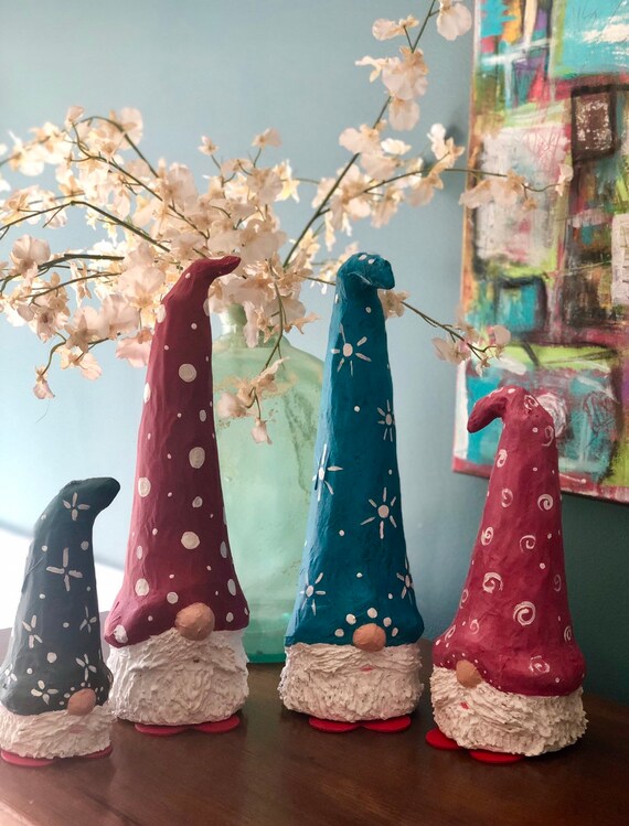 Gnome De Noel Papier Mache Christmas Swedish Jul Tomte Paper Mache Christmas Gnome Made To Order