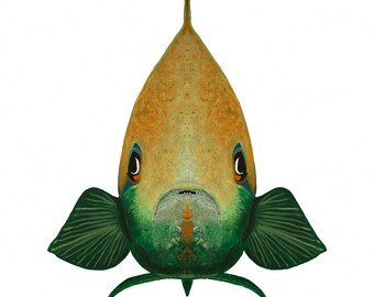 Whimsical tropical fish prints (white background).