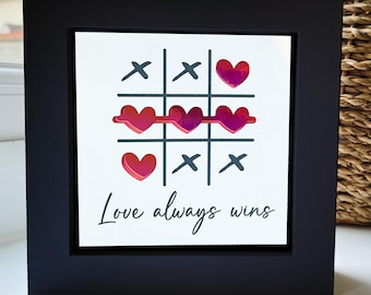 Love Always wins Naughts and Crosses Quote Box Frame
