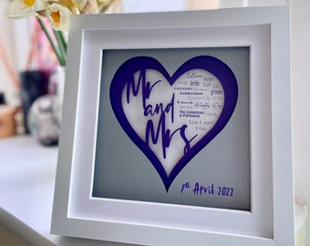 Personalised mr and mrs heart Wedding Gift