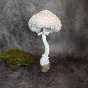 Textile art Mushroom sculpture for home decor, fly agaric, Amanita mushroom fabric, soft sculpture fungus, antique toadstool decoration