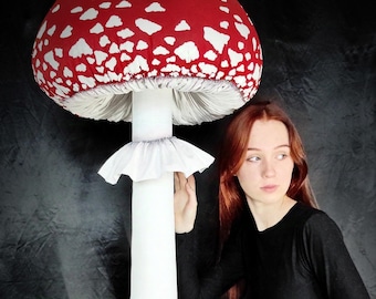 4 FT gigantische sculptuur van textielpaddestoel: op maat gemaakt amanita-rekwisiet