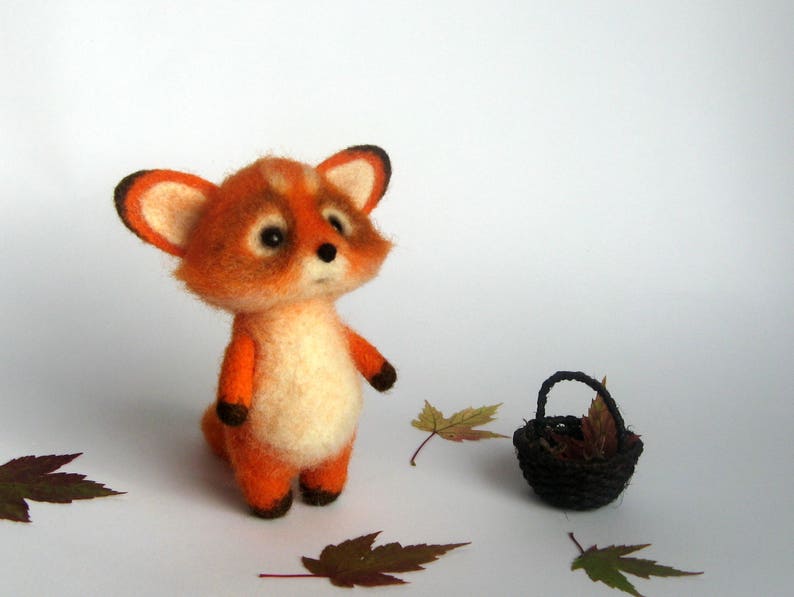 Needle felted Fox miniature Felt fox Forest animal Needle felted animal Woodland animal Fox Soft Sculptures Wool fox toy Red fox Needle Wool image 1