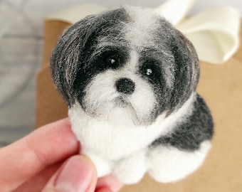 Naaldvilten Shih Tzu-huisdiermonument: cadeau voor hondherdenking