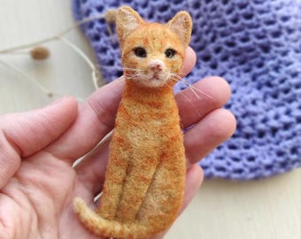 Gepersonaliseerde broche kat portret – naaldvilt wol, huisdier herdenkingscadeau