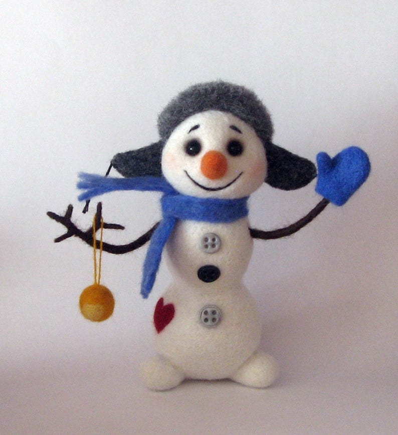 Needle Felt Snowman Wool snowman decorations Christmas Snowman Etsy