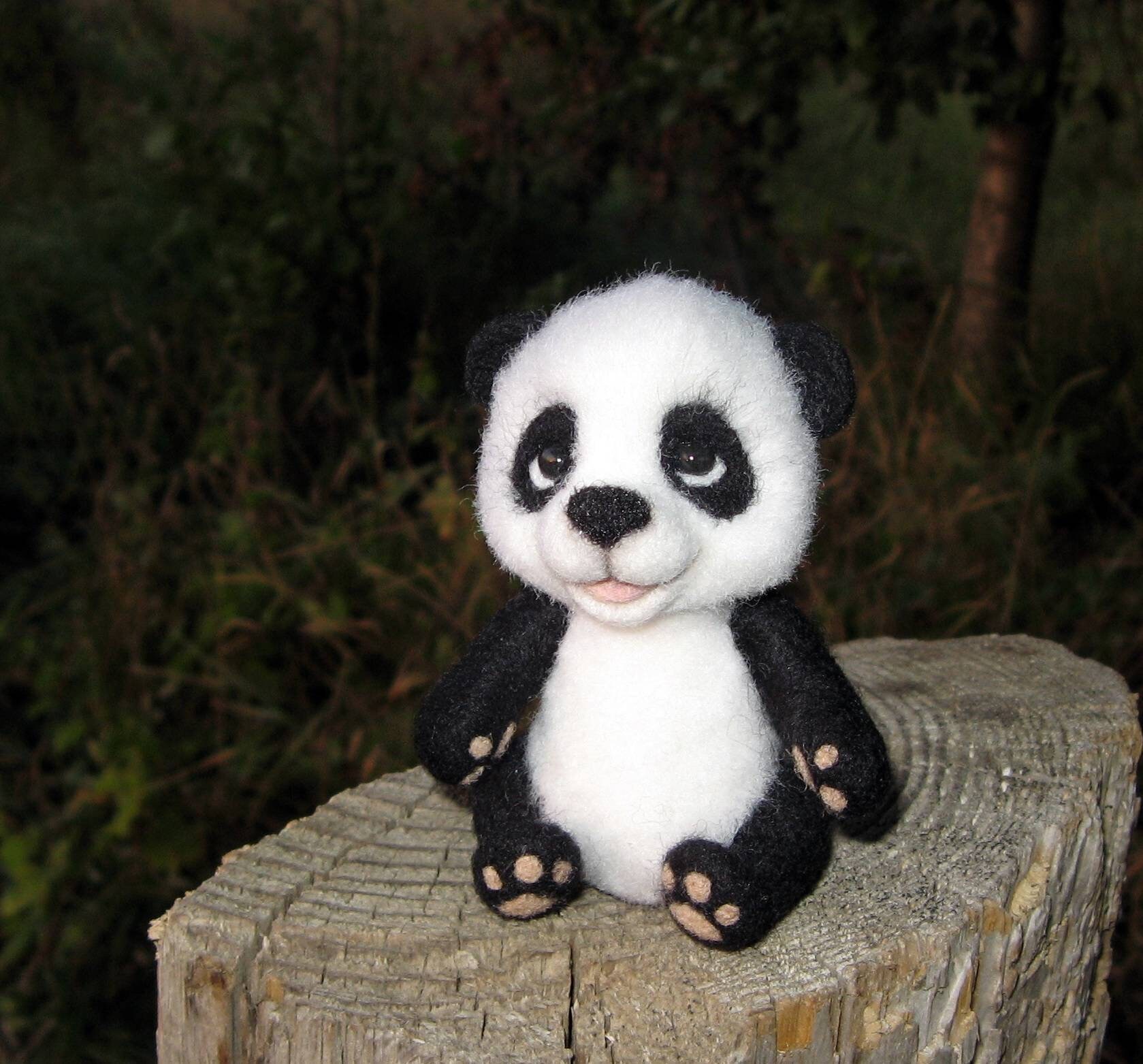 Felt Panda toy Needle felted animal baby panda bear cute Etsy