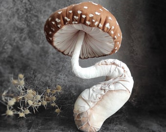 Mushroom textile sculpture, soft sculpture for home decor, mushroom art, mushroom table decor, textile art